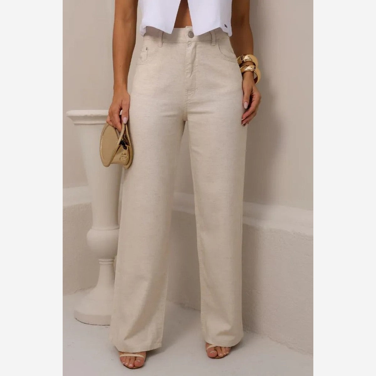 CALÇA WIDE LEG NATURAL LINHO 1158006C REVANCHE