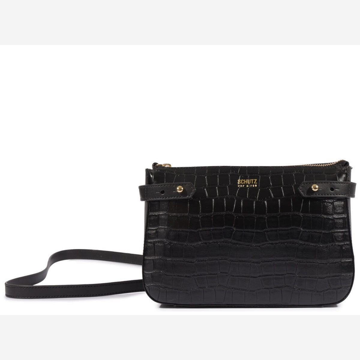 BOLSA PEQUENA TIRACOLO CROCO PRETA S 50010 0165 0015 SCHUTZ