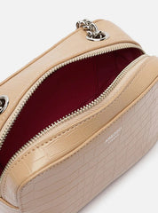 BOLSA TIRACOLO BEGE CROCO PEQUENA BARBICACHO A 58100 0588 0014 AREZZO