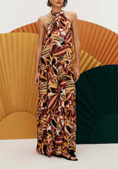 VESTIDO LONGO DECOTE ALTO TUNEL 102375 CACAY