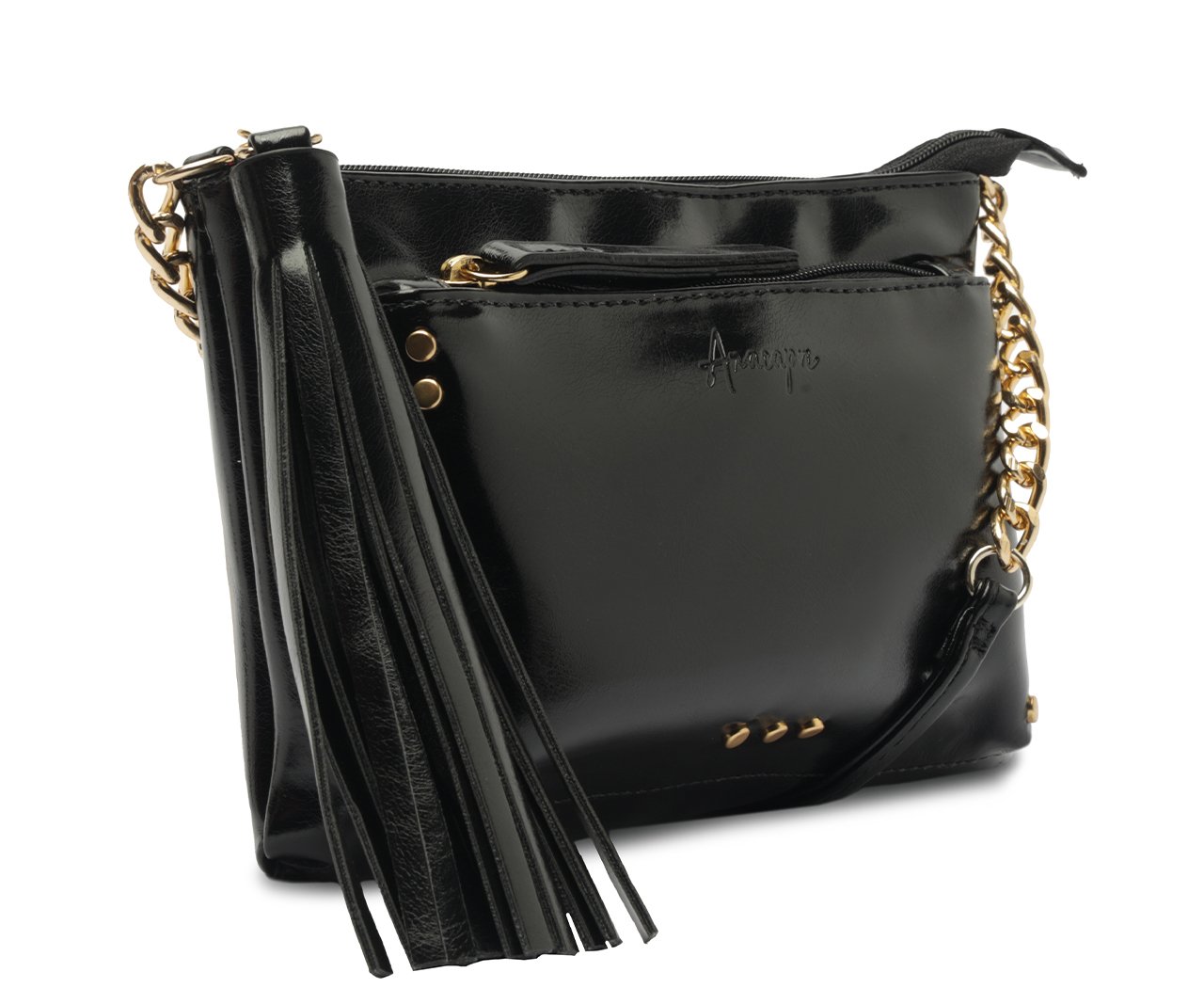 BOLSA TIRACOLO DETALHES EM METAL PRETA C 50016 2041 0001 ANACAPRI Imagem secundária do produto