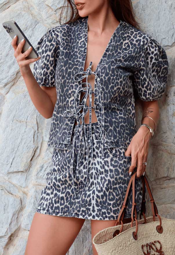 SHORTS SAIA JEANS BRISA LEOPARD 8559 ALCANCE