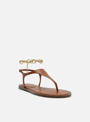 SANDÁLIA RASTEIRA MARROM COURO THONG TORNOZELEIRA A 13988 0001 0002 AREZZO