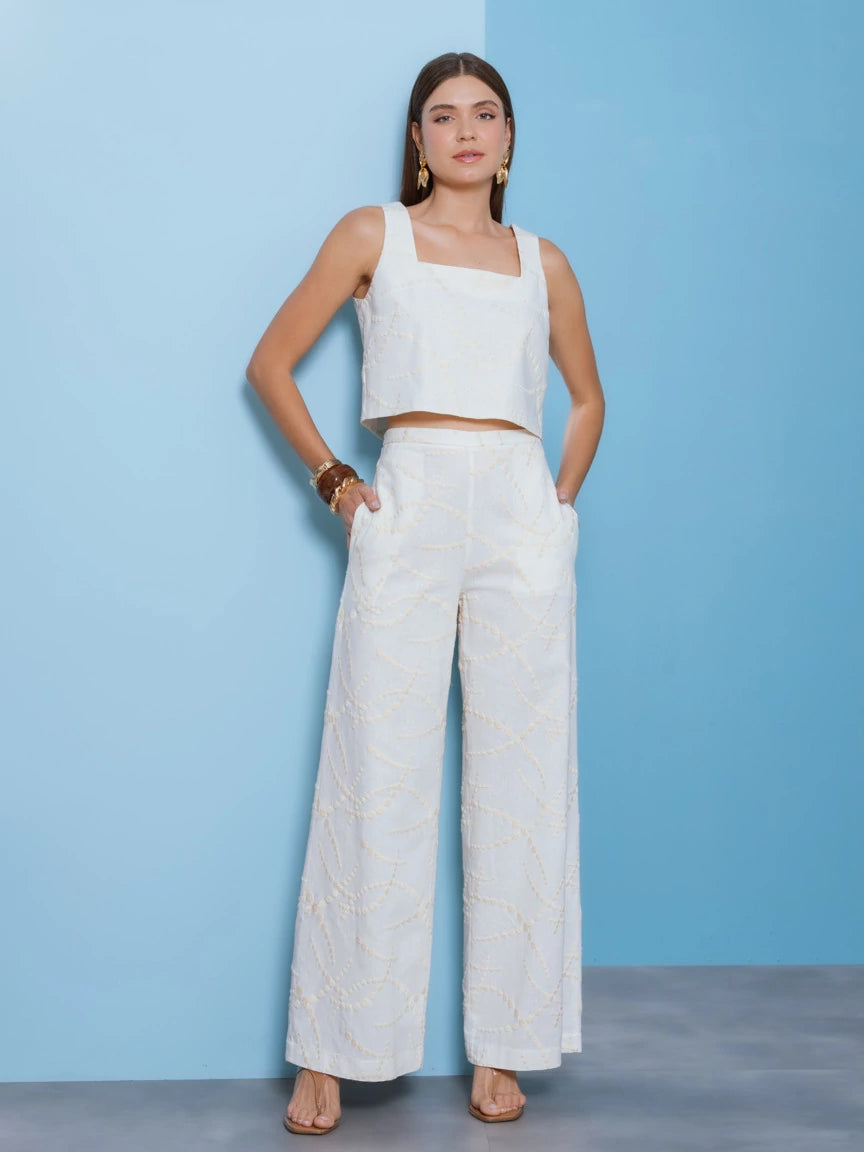 CALÇA LINHO BORDADO 403353 SKENN