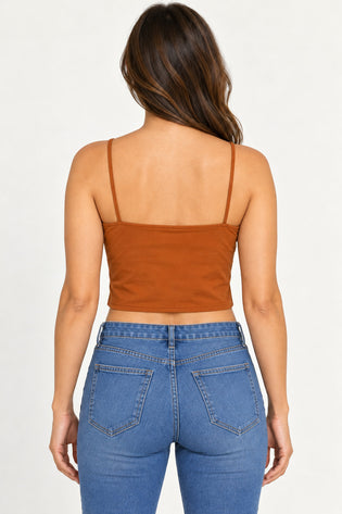 Marrom | Blusa Regata Franzida Cropped Skenn — costas
