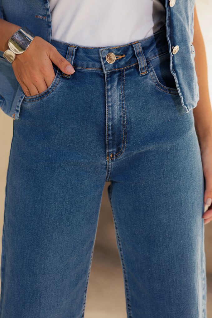 CALÇA JEANS WIDE LEG BARRA NORMAL CAFEM00313 REVANCHE Imagem secundária do produto