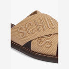 SANDÁLIA RASTEIRA X SCHUTZ BEGE LOGO MARROM S 20889 0115 0045 SCHUTZ