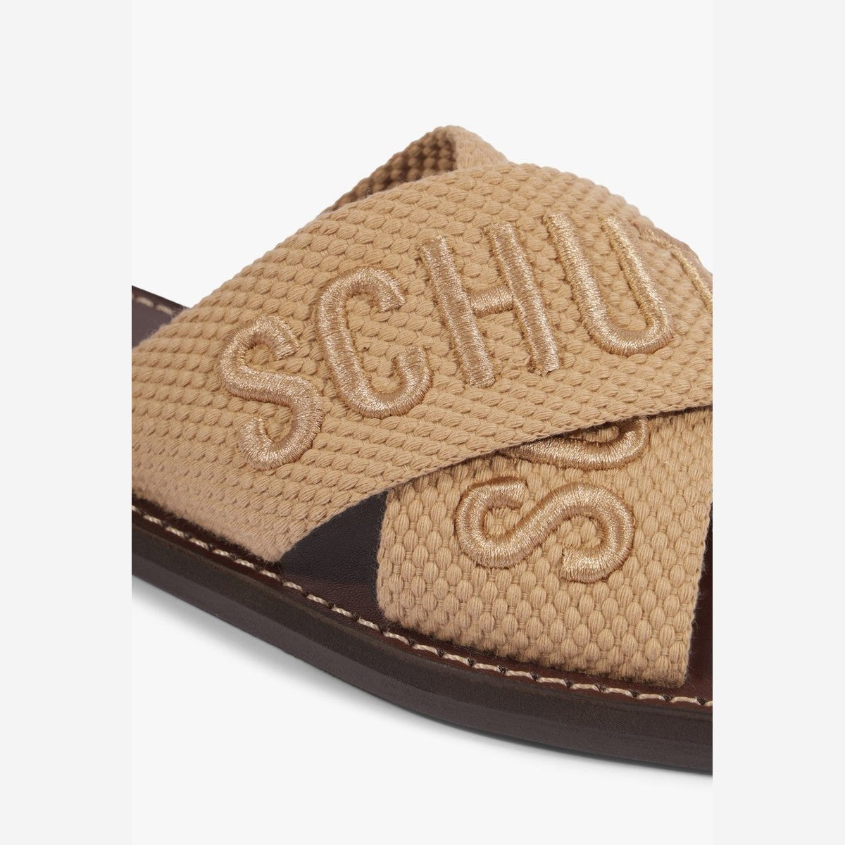 SANDÁLIA RASTEIRA X SCHUTZ BEGE LOGO MARROM S 20889 0115 0045 SCHUTZ