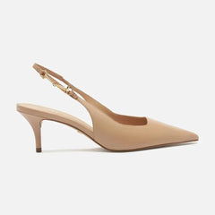 SCARPIN BEGE COURO SLINGBACK DETALHE METAL A 12757 0089 0005 AREZZO