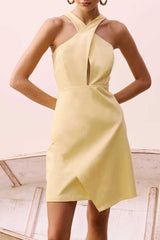 VESTIDO CURTO DECOTE CRUZADO LISO 105430 CACAY