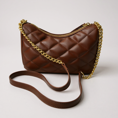 BOLSA TIRACOLO MATELASSE MEIA LUA MARROM S 50010 2024 0002 SCHUTZ