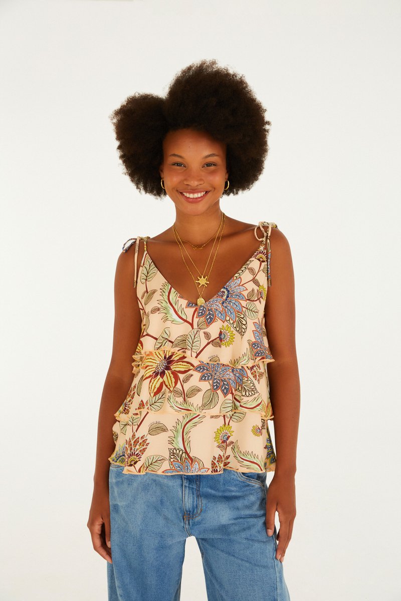 Blusa floral Delhi 362244 Farm Rio feminina em vista frontal Imagem principal do produto