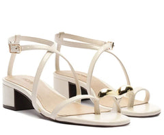 SANDÁLIA SALTO BLOCO TIRAS FINAS ADORNO BRANCO C 30489 0090 0009 ANACAPRI