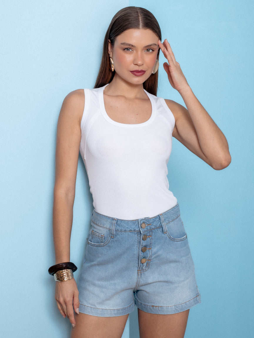 Blusa listrada rib feminina Skenn 404164, frente Imagem principal do produto