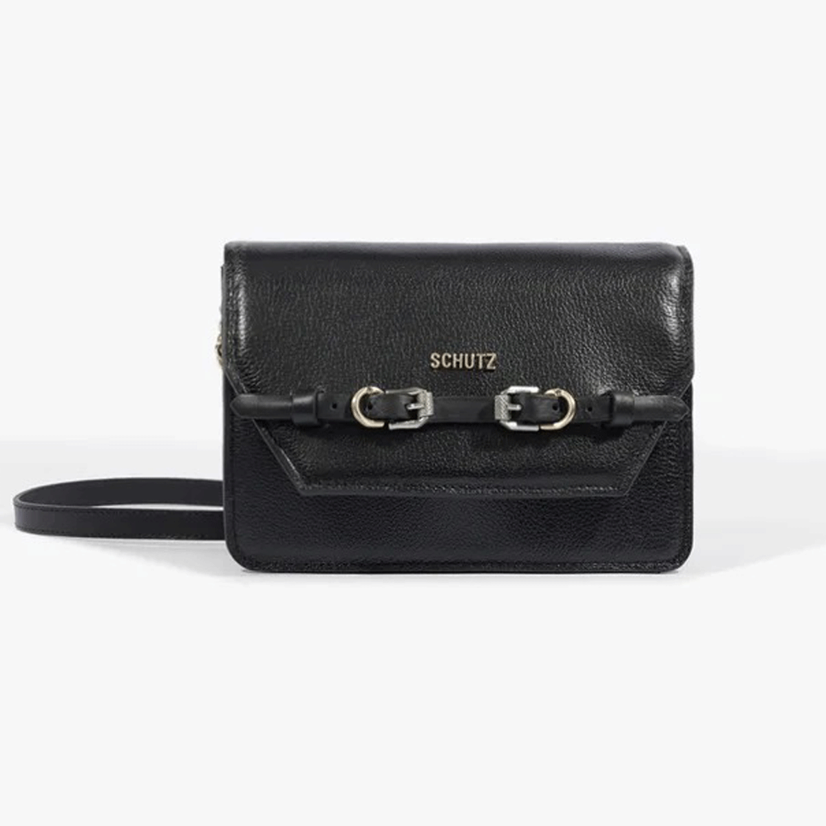 Bolsa Tiracolo Couro Detalhe Cinto Preta S 50021 0015 0001 Schutz