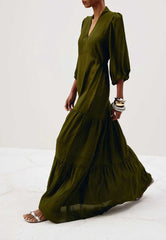VESTIDO LONGO DECOTE PALA LISO 104725 CACAY