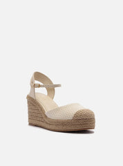 SANDÁLIA ESPADRILLE OFF WHITE TECIDO PLATAFORMA PALHA A 13105 0015 0001 AREZZO
