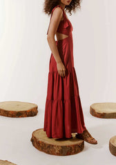 VESTIDO LONGO LAÇO OMBRO LISO 101661 CACAY