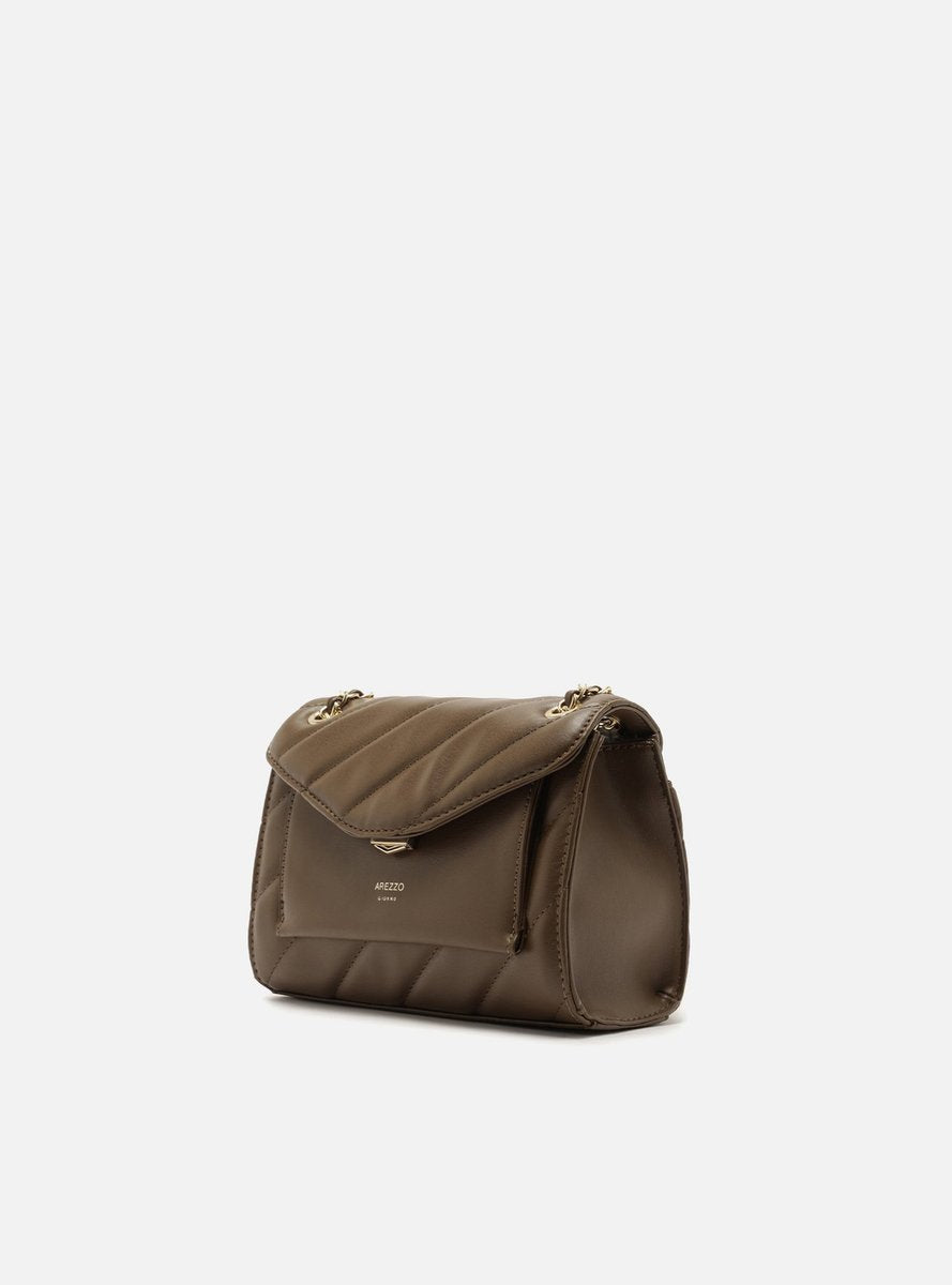 BOLSA TIRACOLO MARROM PEQUENA MATELASSE CORRENTE A 50029 0116 0002 AREZZO Imagem secundária do produto