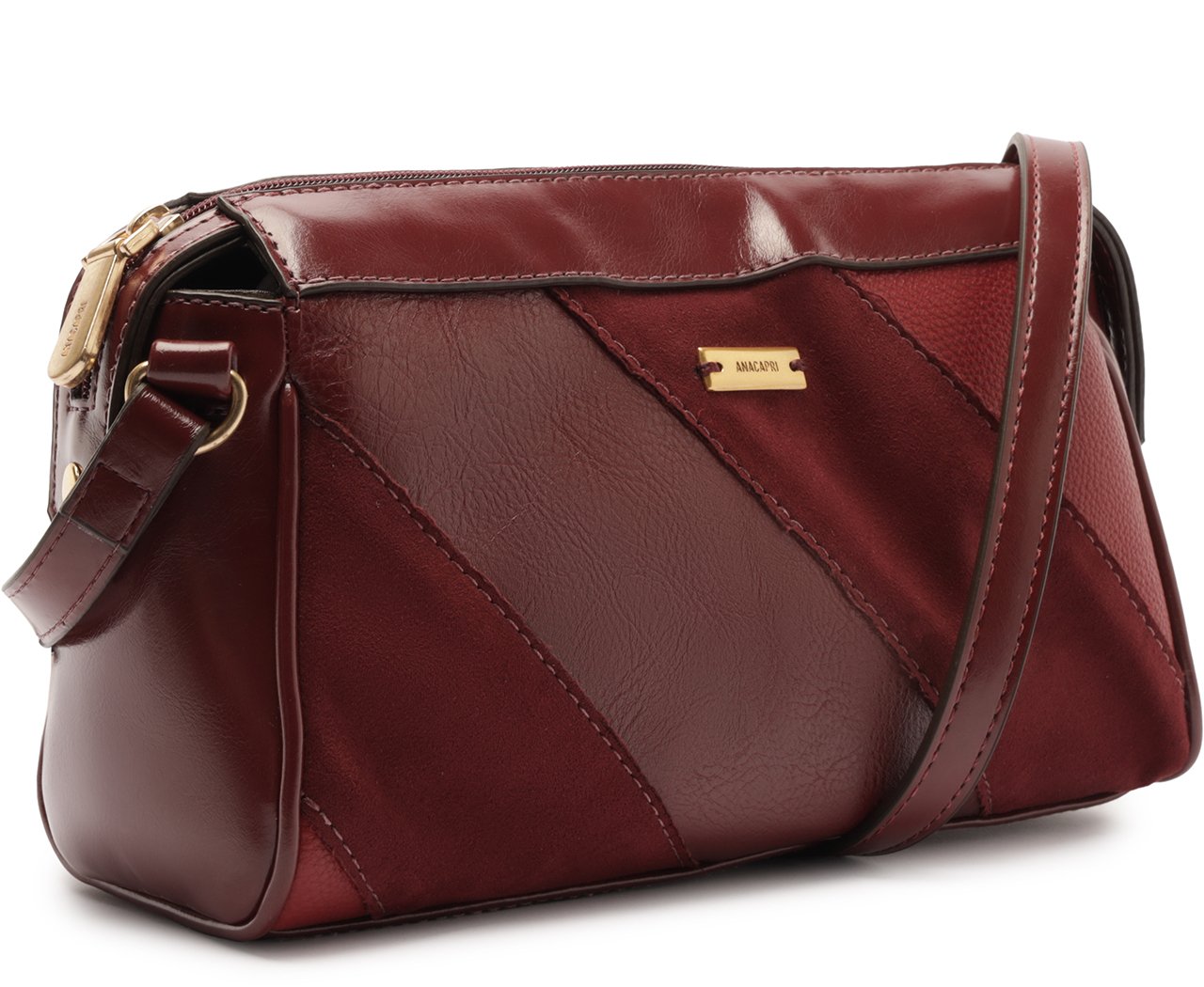 BOLSA MÉDIA TIRACOLO MIX TEXTURAS VERMELHA C 50002 0235 0004 ANACAPRI Imagem secundária do produto