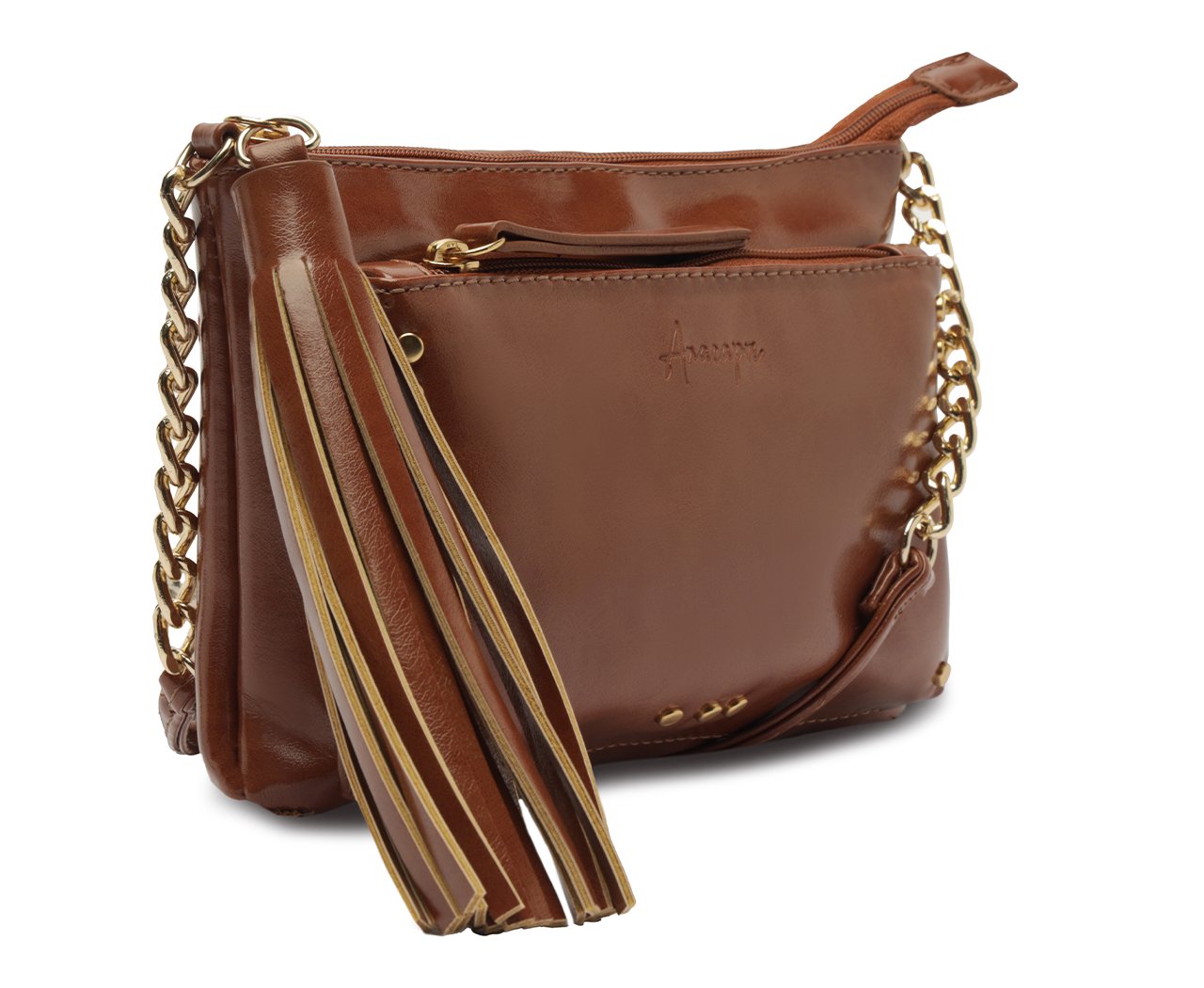 BOLSA TIRACOLO DETALHES EM METAL MARROM C 50016 2041 0003 ANACAPRI Imagem secundária do produto