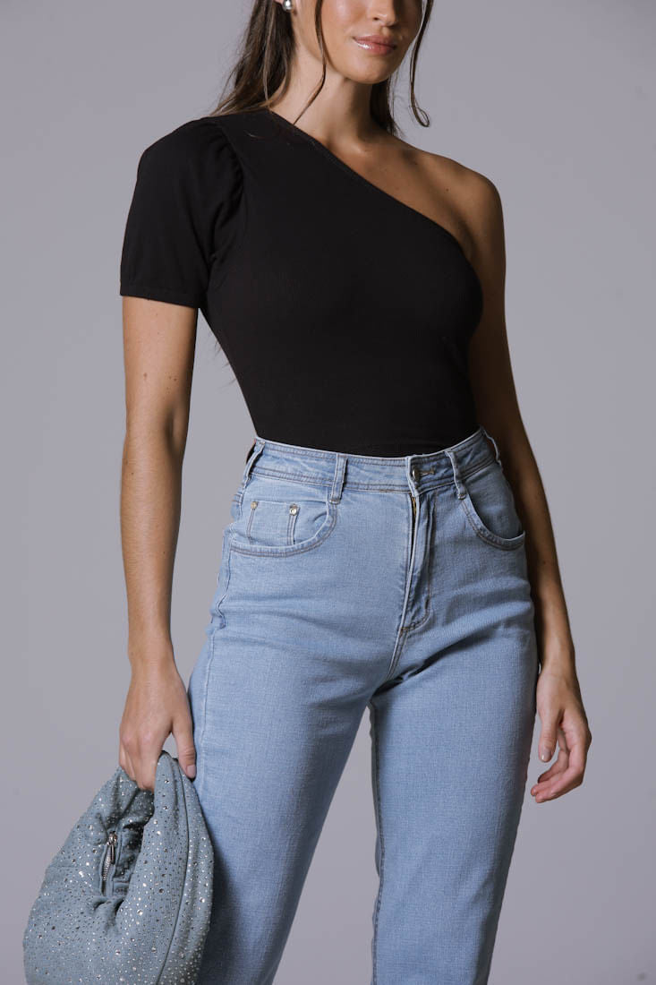 Blusa manga bufante ALCANCE 6725/6726, frente com ombro e mangas volumosas