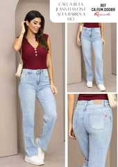 CALÇA JEANS RETA CINT ALTA BARRA CAFEM00089 REVANCHE