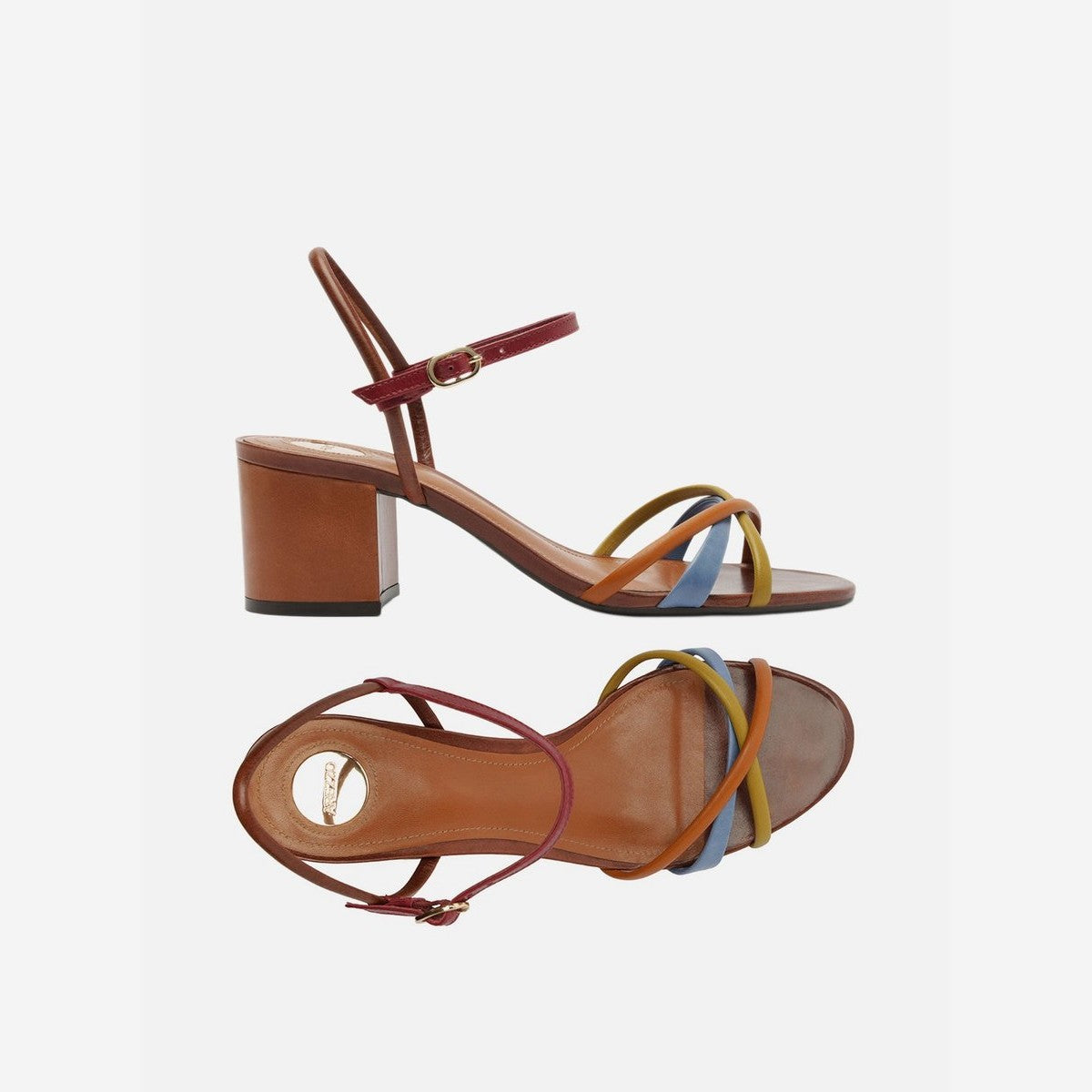 SANDÁLIA MULTICOLORIDA SALTO BLOCO FIVELA TIRAS A 10055 1312 0008 AREZZO