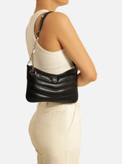 BOLSA TIRACOLO PRETA COURO MÉDIA COSTURAS A 50018 0844 0013 AREZZO