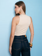 Blusa rib designer Skenn em close do tecido