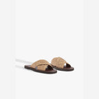 SANDÁLIA RASTEIRA X SCHUTZ BEGE LOGO MARROM S 20889 0115 0045 SCHUTZ