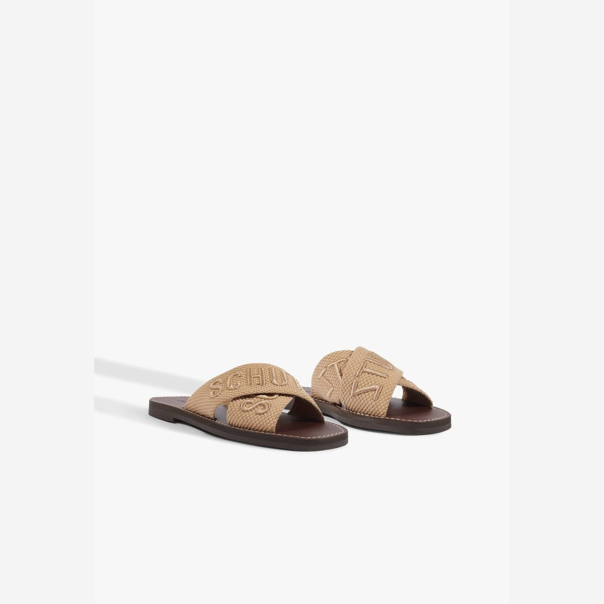 SANDÁLIA RASTEIRA X SCHUTZ BEGE LOGO MARROM S 20889 0115 0045 SCHUTZ