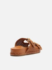 SANDÁLIA PAPETE MARROM TRAMADA FIVELAS A 13562 0001 0001 AREZZO