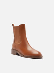 BOTA CHELSEA MARROM COURO SALTO BAIXO BLOCO A 13346 0011 0003 AREZZO