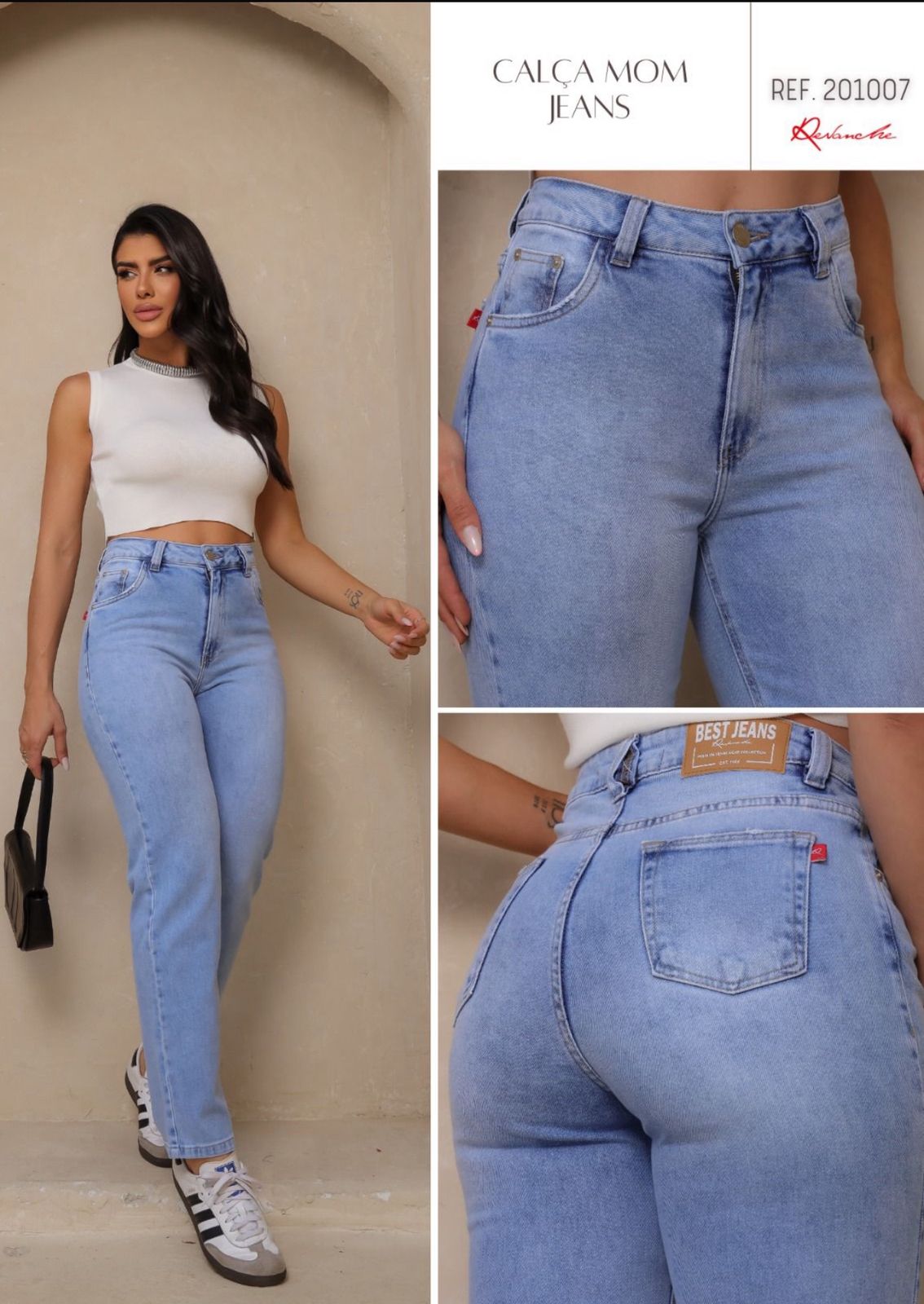 CALÇA JEANS MOM BARRA NORMAL 201007 REVANCHE Imagem secundária do produto