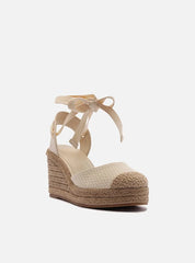 SANDÁLIA ESPADRILLE OFF WHITE TECIDO PLATAFORMA PALHA A 13105 0015 0001 AREZZO