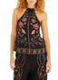 Blusa regata floral Belle Farm Rio branca com estampa colorida, vista frontal feminina