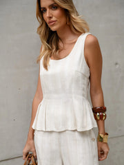 BLUSA PEPLUM LINHO LISTRADA 403217 SKENN