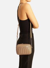 BOLSA TIRACOLO BEGE COURO FRANCINE PEQUENA A 50023 0051 0092 AREZZO