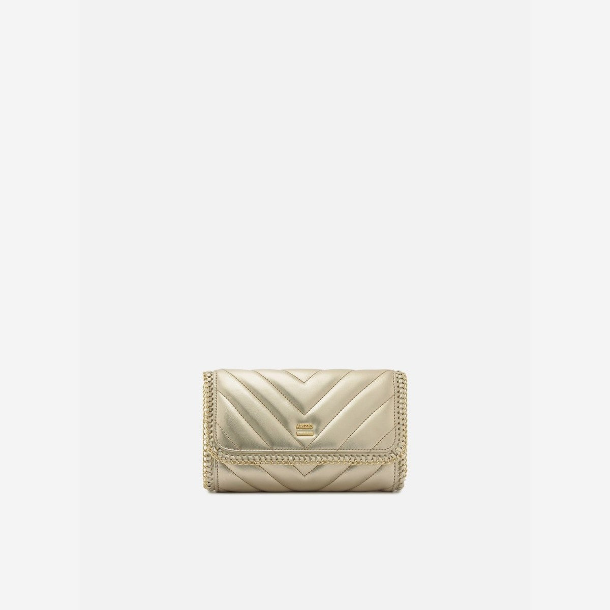 BOLSA TIRACOLO DOURADA PEQUENA MATELASSÊ CORRENTE A 57100 1798 0017 AREZZO