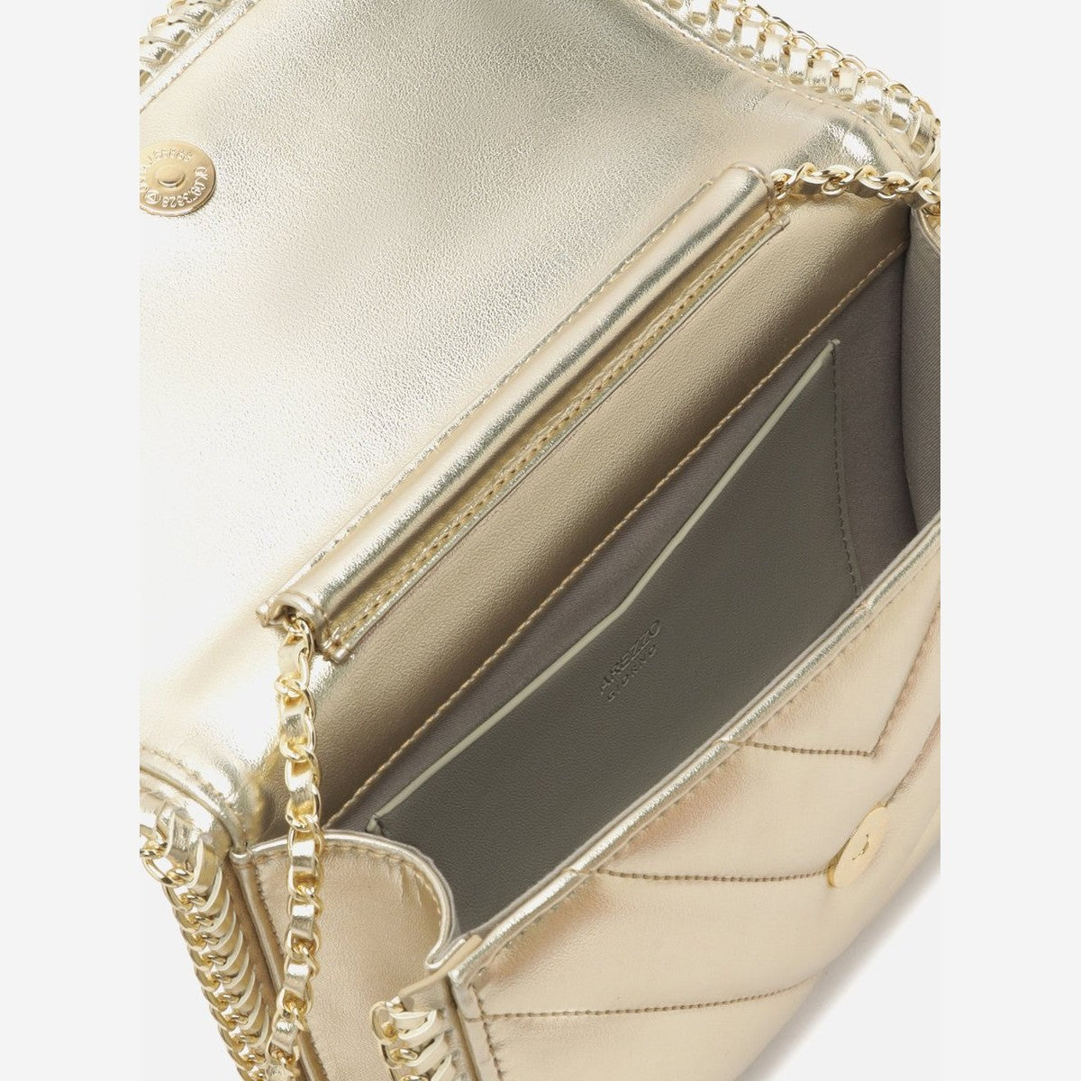 BOLSA TIRACOLO DOURADA PEQUENA MATELASSÊ CORRENTE A 57100 1798 0017 AREZZO