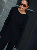 Blusa caneladinha street Skenn feminina, detalhe da textura caneladinha