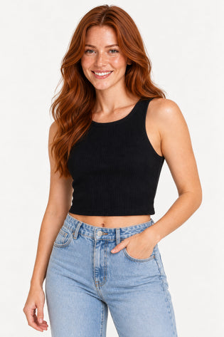 Preto | Blusa Cropped Canelado Malipa — lado