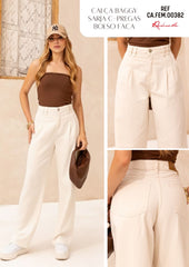 CALÇA SARJA BAGGY PREGAS CAFEM00382 REVANCHE