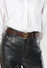 CINTO EMBLEM MONOGRAMA COURO MARROM S 43001 0158 0009 SCHUTZ