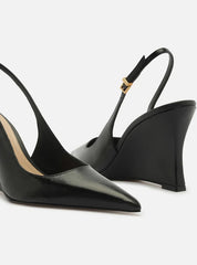 SCARPIN PRETO COURO SALTO ANABELA SLINGBACK A 13701 0002 0009 AREZZO