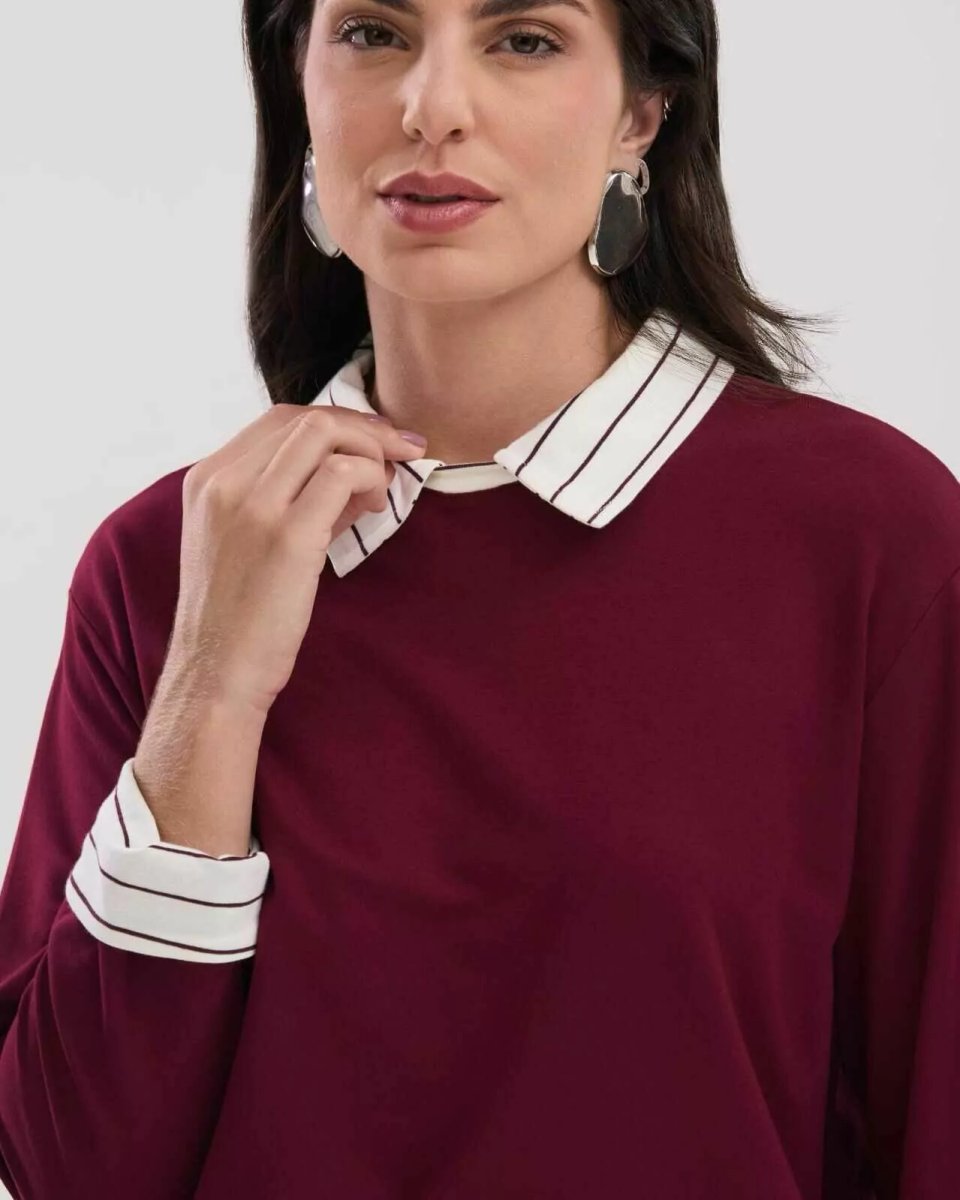 CONJUNTO BLUSA GOLA LISTRADA CALÇA C1397 COQUETA Imagem secundária do produto
