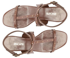 SANDÁLIA SALTO BLOCO FOLK TACHAS MARROM C 30489 0099 0001 ANACAPRI
