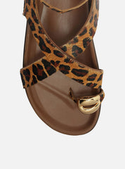 SANDÁLIA PAPETE ANIMAL PRINT ONÇA METAL BOLD A 13555 0010 0006 AREZZO