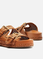 SANDÁLIA PAPETE MARROM TRAMADA FIVELAS A 13562 0001 0001 AREZZO